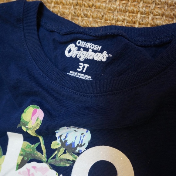 Girls Size 3T OshKosh B'gosh Navy Blue Long Sleeve Shirt - Picture 2 of 3
